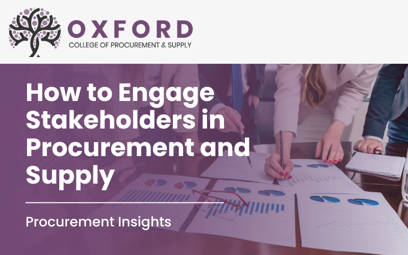 Blog header reads 'How to Engage Stakeholders in Procurement and Supply'